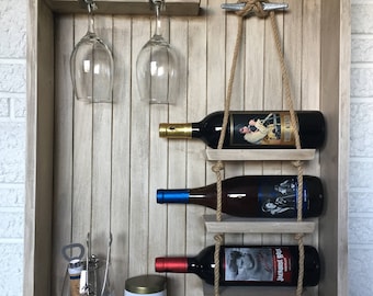 Nautical Wine Rack, Coastal Wine Storage, Wall Hanging Wine Rack, Wine Shelving, Bar Storage, Portable Bar