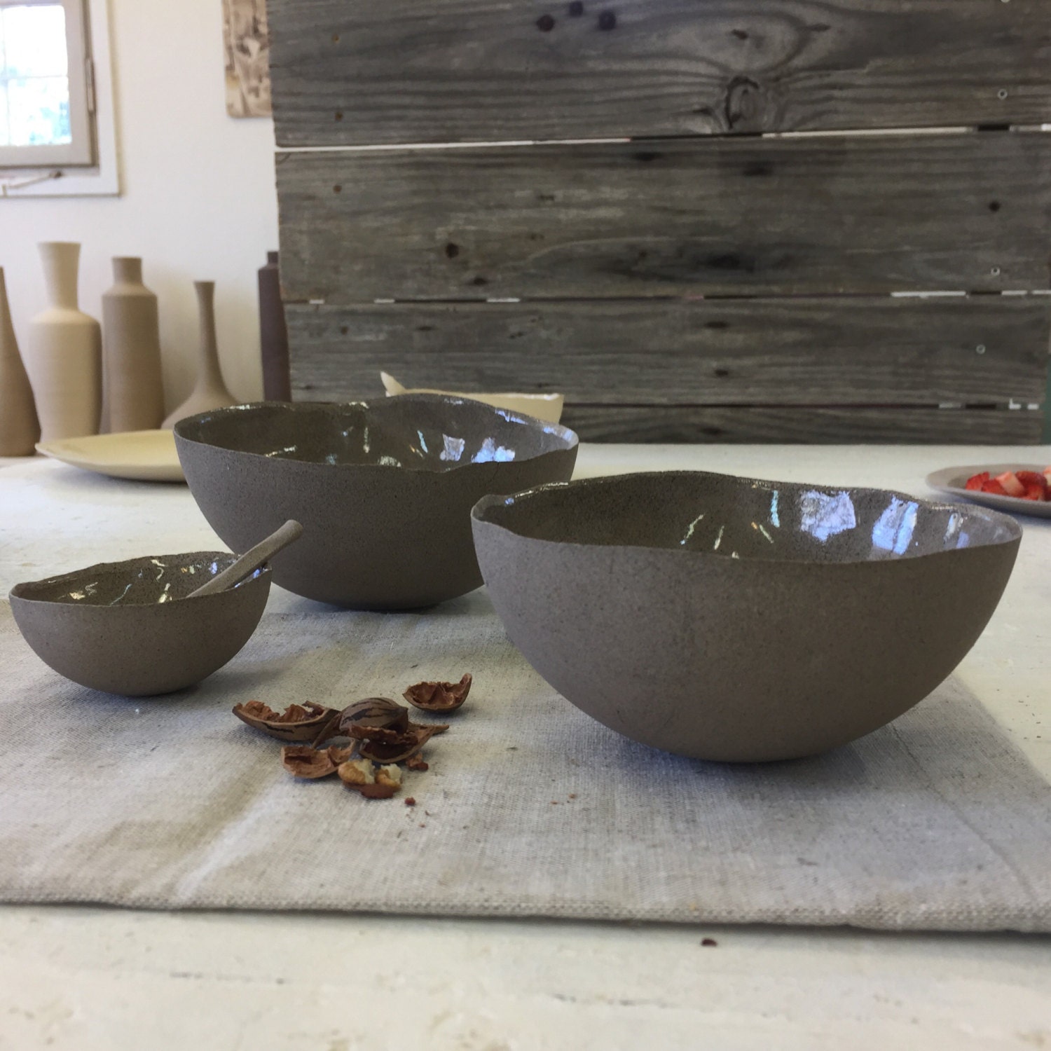 Set of 3 sizes bowls Serving bowl Salad bowl Mixing bowl