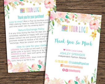 Floral Care Card And Thank You Card, Home Office Approved, Fashion Consultant Digital Cards, For Fashion Retailer, Customized Cards