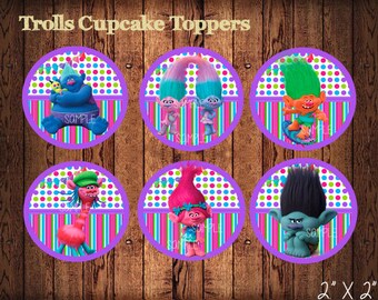 Trolls Cupcake Toppers // Trolls Birthday Party // DIY