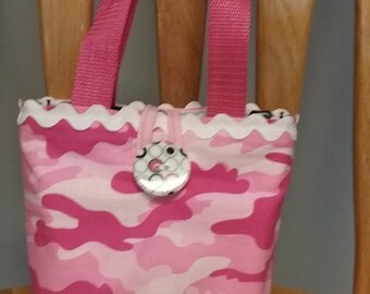 Little Girls Purse, Little Girls Handbag, Little Girls Tote Bag, Kids Purse, Pink Camo Girls Purse