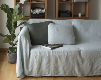Linen Couch Cover, Linen Bedspread, Natural Sofa Cover, Linen Couch Throw, Large Linen Coverlet, Pure Linen Bedding, Linen Bed Cover
