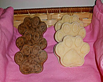 Paw Print Soap // Natural and Handmade // Skin Nourishing // Gentle Cleansing // Gift // Pure // Exfoliate // Pet Lover // Coffee // Cute
