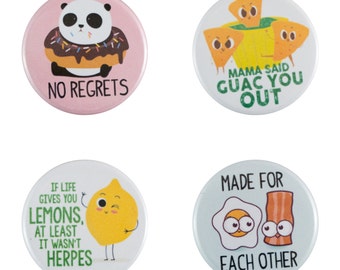 Funny Food 8 Pack of 1.25" Button Pins