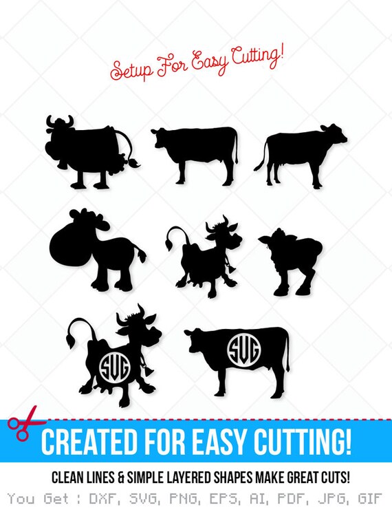 Download cow svg bundle cow dxf monogram cow bundle svg jpg png