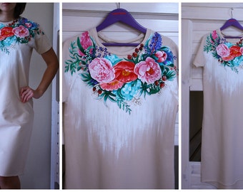Dress. Flowers. Hand-painted.