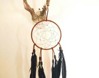 Dream Catcher | Black Rooster Feathers | HANDMADE | #8