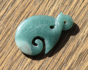 Guatamalan Blue Jadeite - Pendant - Tribal - Green Natural Stone from Guatamala - Undyed - Item 341
