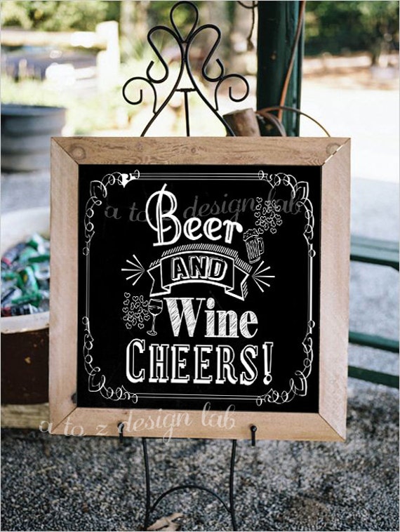 Digital Printable Chalkboard Wedding Beer and Wine Sign