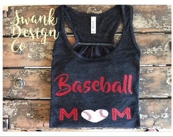 Baseball Mom glitter tank | Personalized Bella flowy baseball tank | Womens bella flowy tank | ladies baseball tank | Flowy tank