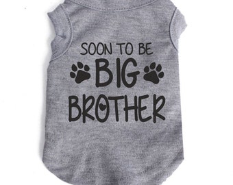 Soon to be big brother announcement vests, new baby, dog/ puppy /small pet vest/ t.shirt, dog apparel. Custom made dog clothing
