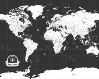 World Travel Map Personalized Map of World Map Canvas Travel Gifts Custom Travel Map Pushpin World Map Wall Art World Map Push Pin Map Art