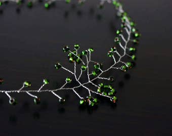 Green hair vine , hair accessories, green bridesmaids accessories