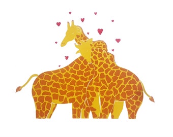 Giraffe love original screen print