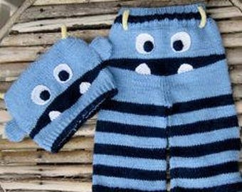 COOKIE MONSTER inspired set baby COOKIE monster hat pants cookie monster costume pants, cap gift baby photography Halloween costume for kids