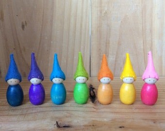 Waldorf Inspired Rainbow Peg Doll. Gnomes. Storytelling. Nature table.
