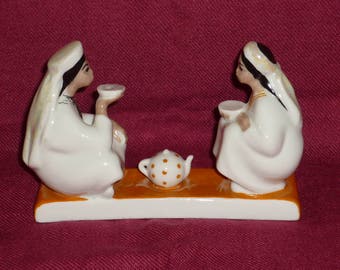 Soviet porcelain. The girls are drinking tea. Uzbeks, TEA. LZFI. 50s