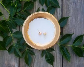 Minimalist Clay Ring Dish, Catchall, White Ring Dish, Clay Ring Dish, Jewelry Holder, Gold Rim Ring Dish, Vanity Tray, Birthday Gift for Her