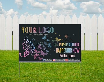 Yard Sign, Pop Up Boutique Banner, Boutique Yard Sign, LLR Yard Sign, Free Fast Personalization, Home Office Approved Color&Fonts