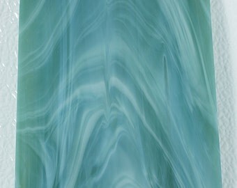 Seafoam Green Stained Glass Sheet of Seafoam Green and White Spectrum #828-72S, 4" X 8" Solid Sheet of Light Green Stained Glass