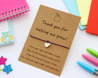 Teacher Wish Bracelet, Teacher Gift, Teacher Jewellery, Teacher Thank You Gift, Teacher Card, End of Term Gift, Teacher Bracelet