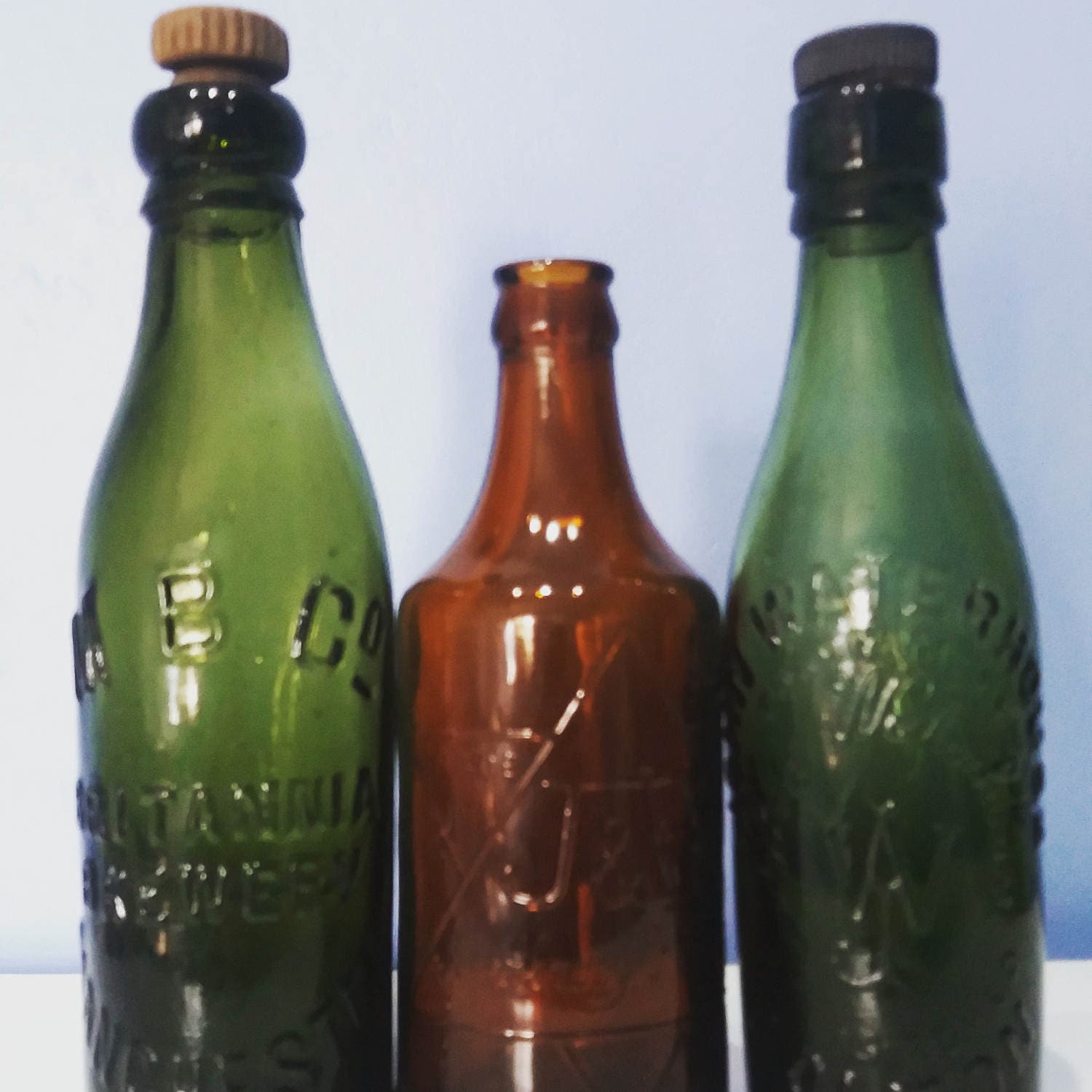 vintage glass beer bottles