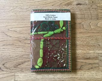 Brown embroided Indian patchwork diary (handmade recycled paper)