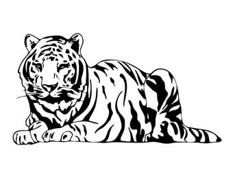 Bengal tiger Wild Cat Graphics SVG Dxf EPS Png Cdr Ai Pdf Vector Art Clipart instant download Digital Cut Print File Cricut Silhouette Decal