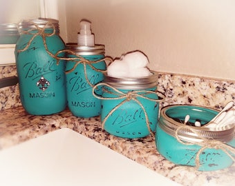 vintage mason jar bathroom