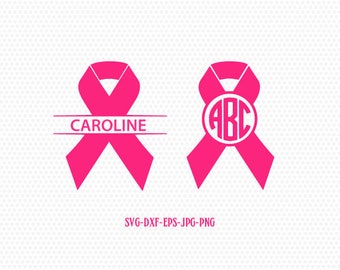 Cancer Ribbon Monogram SVG,Cancer Survivor,Awareness Ribbon SVG, breast cancer ribbon svg,Files for Cricut cameo Silhouette svg jpg png dxf