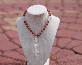 Anglican Prayer Beads + Red/Clear