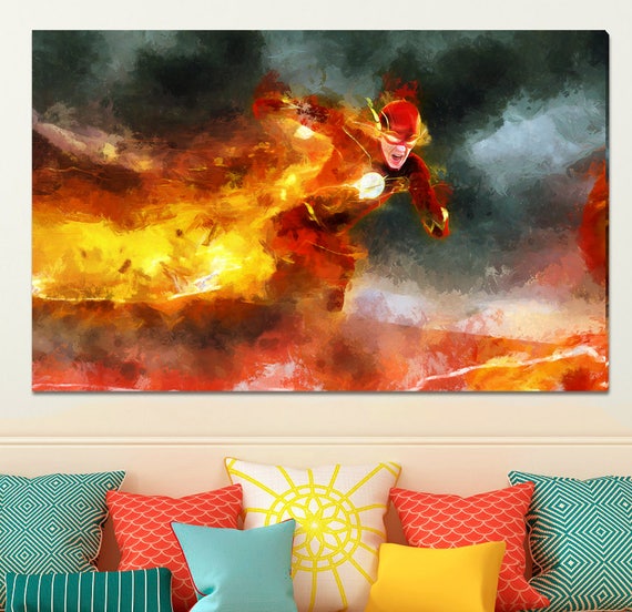 THE FLASH Painting Canvas Large Art painting Poster Wall