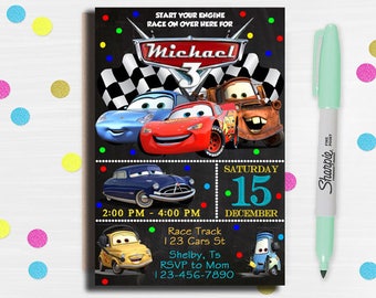 Cars Invitation, Disney Cars Birthday Invitation, Disney Cars Invitation, Cars Birthday party, Cars Birthday Invitation, Cars Birthday card,