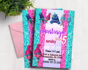 Trolls invitations,Trolls Birthday Invitation,Trolls Party,Troll Party Ideas,Trolls Party Invitation,Trolls Party Supplies,Trolls Party