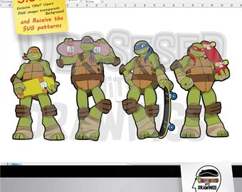 teenage mutant ninja turtles clipart and SVG patterns, PNG images with excellent resolution, SVG layered, papercraft applications and more
