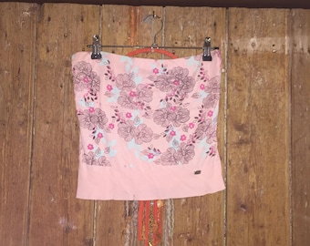 Vintage 90s Floral Baby Pink Boob Tube/Bandeau/Strapless Top