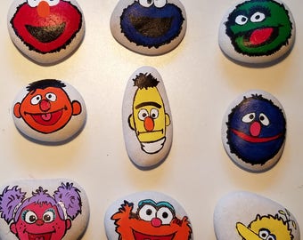 Handpainted Sesame Street River Rocks