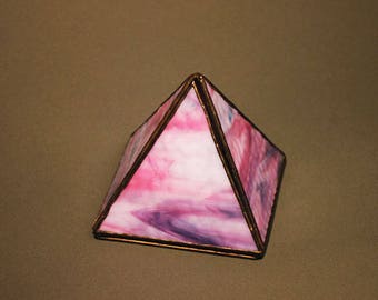 Pink Glass Pyramid Box