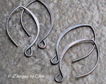 Antiqued Copper Almond Earwires (20 gauge) Hammered (2pr) Made To Order ... Jewelry Findings