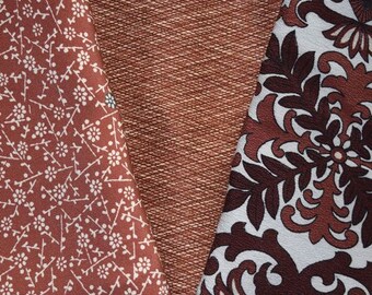 Vintage Japanese Kimono Fabric Bundle 3 Sleeve Mix Crafting - Mocha Madness