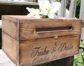 Wood Wedding Card Box - Rustic Wedding Card Box - Wedding Decor - Advice Box Wishing Well - Card Box with lid that Locks - Wedding Card Box