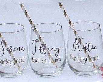 Will you be my bridesmaid wine glasses, Asking Bridesmaid, Bridesmaid Proposal Gift