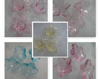 Acrylic Flower Beads assorted colors 216 Charms 22mm - 12mm A2