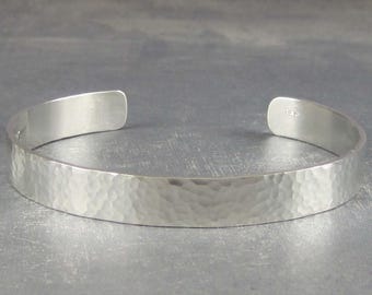 Hammered silver bracelet, engraved bracelet for men, silver cuff bracelet, Personalized bracelet, custom bracelet, message bracelet
