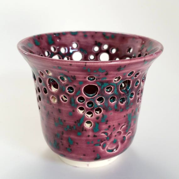 Multi Colored Votive Candle Holder or Luminary with Decorative