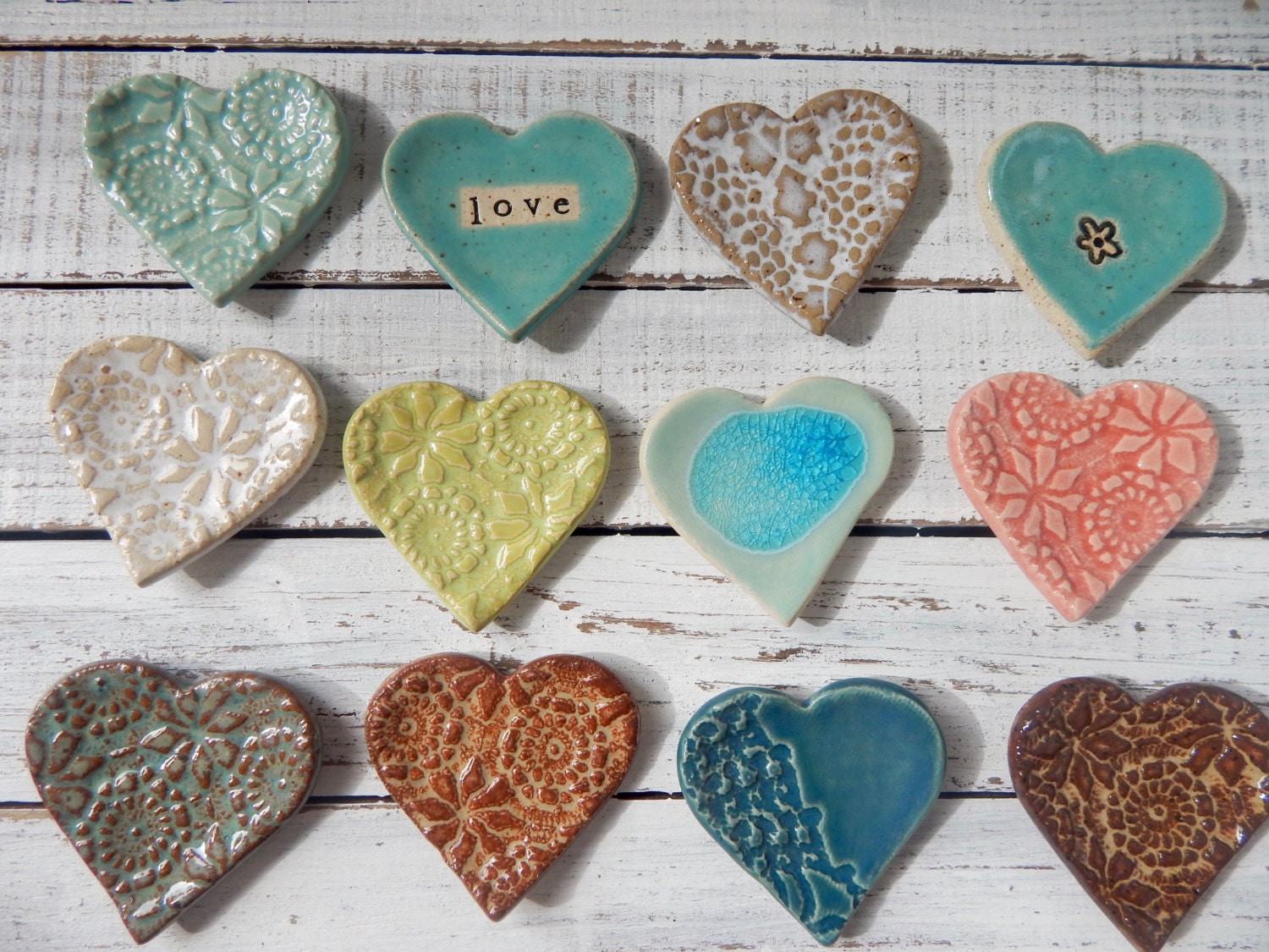 Dozen Assorted Ceramic Hearts Wedding favors Shower