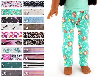 Fits like Wellie Wishers Doll Clothes - Leggings, You Choose Print