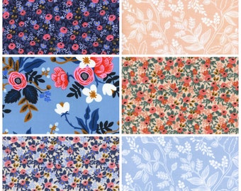 rifle paper co fat quarter bundle, les fleurs FQ bundle, rifle paper les fleurs, quilting cottons, floral quilt fabric, modern quilt fabric