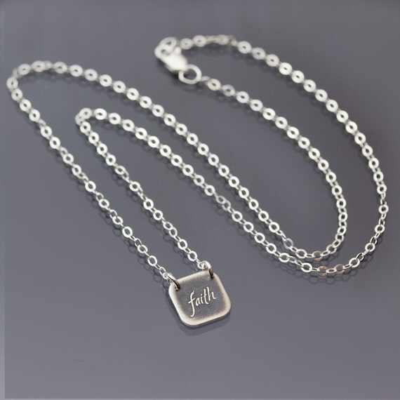 Tiny Handwritten Faith Necklace sterling silver handwritten
