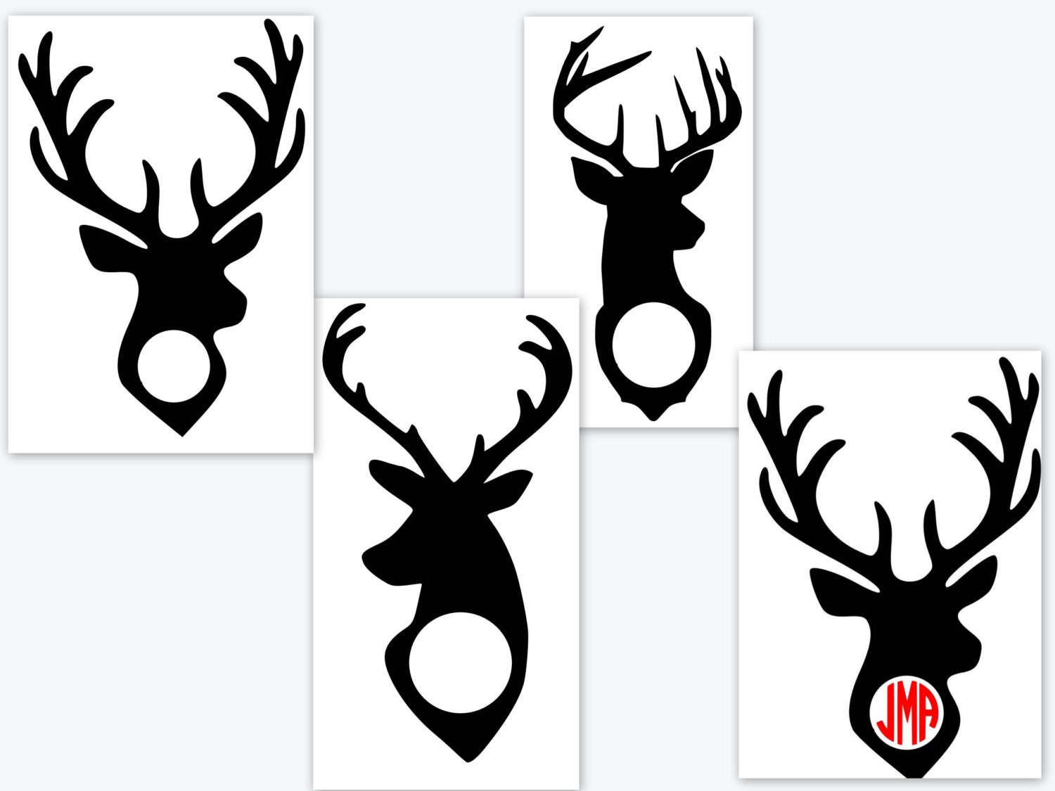 Download Deer Head Antlers Monogram Frame SVG Studio3 PDF PNG Jpg